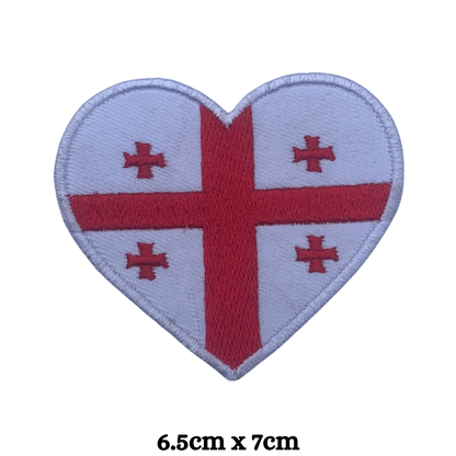 Country Heart Flag Patch – Embroidered Iron On / Sew On Heart Shaped National Flag Badge | All Countries Available | Jackets, Bags, Hats – Gift for Heritage, Travel & Flag Lovers (A-J)