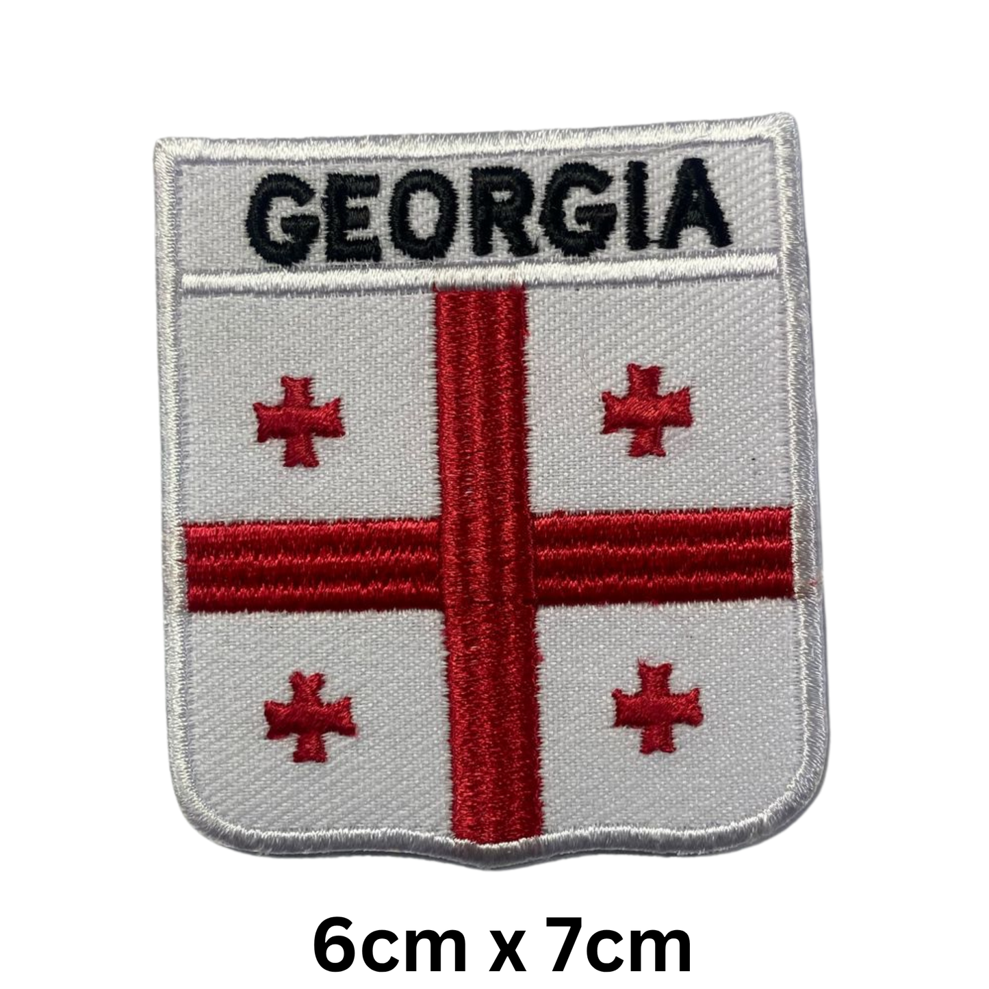 Shield Flag with Name Patch – Embroidered Iron On / Sew On Shield Shaped National Flag Badge with Country Name | All Countries | Badge for Jacket, Biker Vest, Backpack, Uniform (A-J)