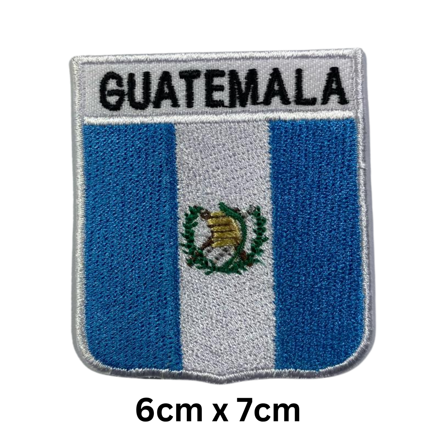 Shield Flag with Name Patch – Embroidered Iron On / Sew On Shield Shaped National Flag Badge with Country Name | All Countries | Badge for Jacket, Biker Vest, Backpack, Uniform (A-J)