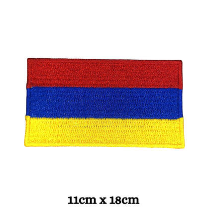 Armenia Flag Embroidered Patches, Iron-On/Sew-On Applique, Shield, Round, Heart and Rectangle Flag Badges for Jackets, Bags, Uniforms, Various Sizes