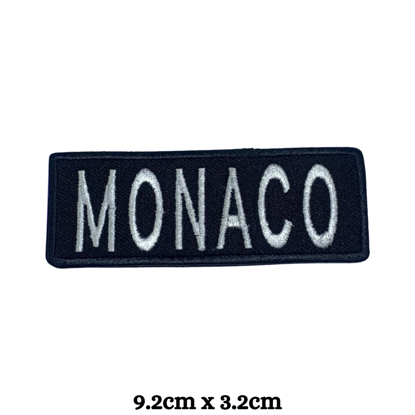 Monaco Flag Embroidered Patch Set, Iron-On or Sew-On Applique Badges, Rectangle Shield Round Heart Shapes, for Jackets, Backpacks, Hats, Uniforms and Various Sizes