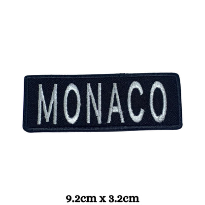 Monaco Flag Embroidered Patch Set, Iron-On or Sew-On Applique Badges, Rectangle Shield Round Heart Shapes, for Jackets, Backpacks, Hats, Uniforms and Various Sizes