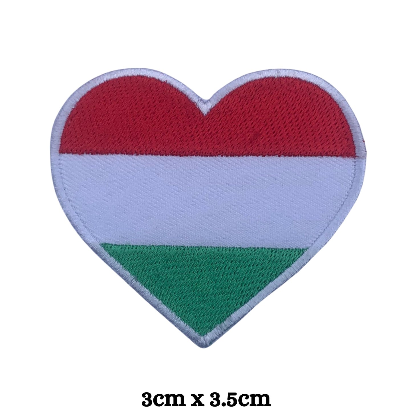 Hungary Flag Embroidered Patch Set, Iron-On or Sew-On Applique Badges, Rectangle Shield Round Heart Shapes, for Jackets, Backpacks, Hats, Uniforms and Various Sizes