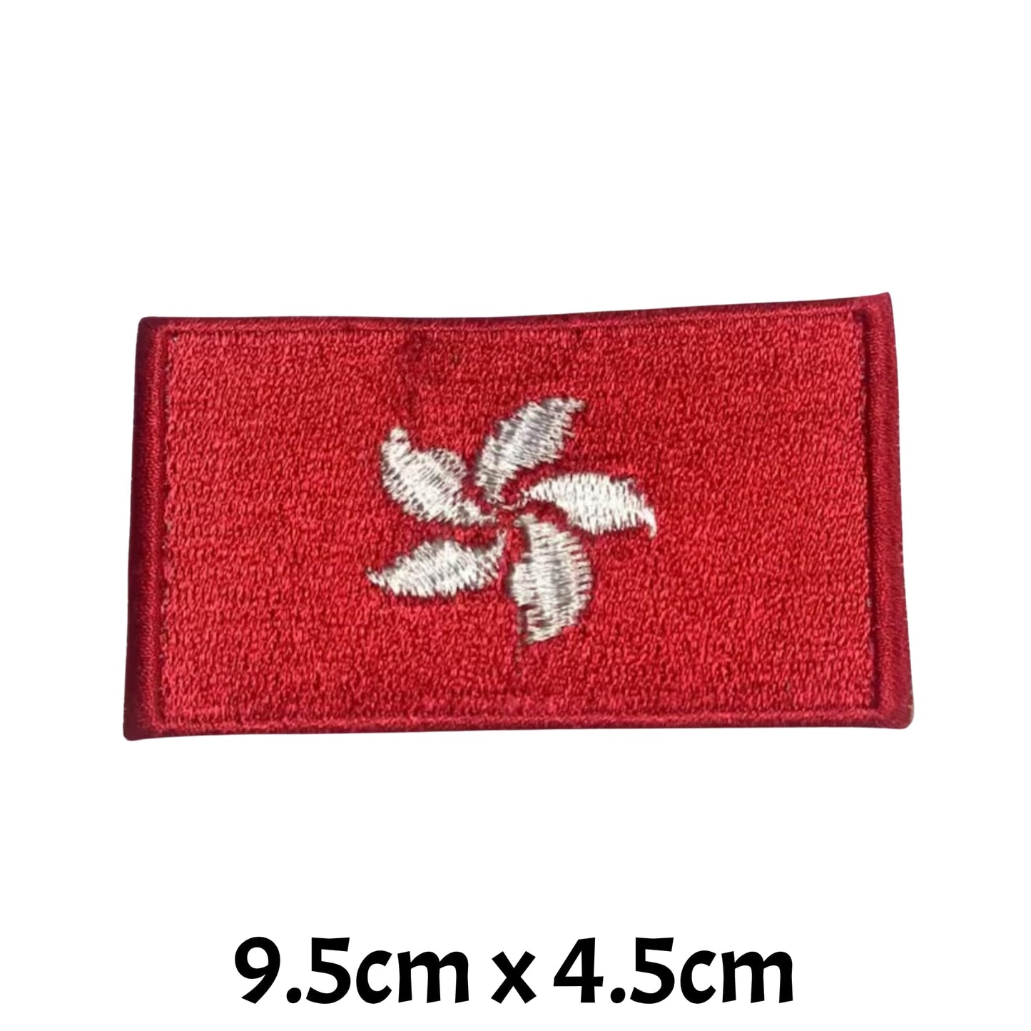 Hong Kong Flag Embroidered Patch Set, Iron-On or Sew-On Applique Badges, Rectangle Shield Round Heart Shapes, for Jackets, Backpacks, Hats, Uniforms and Various Sizes