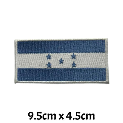 Honduras Flag Embroidered Patch Set, Iron-On or Sew-On Applique Badges, Rectangle Shield Round Heart Shapes, for Jackets, Backpacks, Hats, Uniforms and Various Sizes