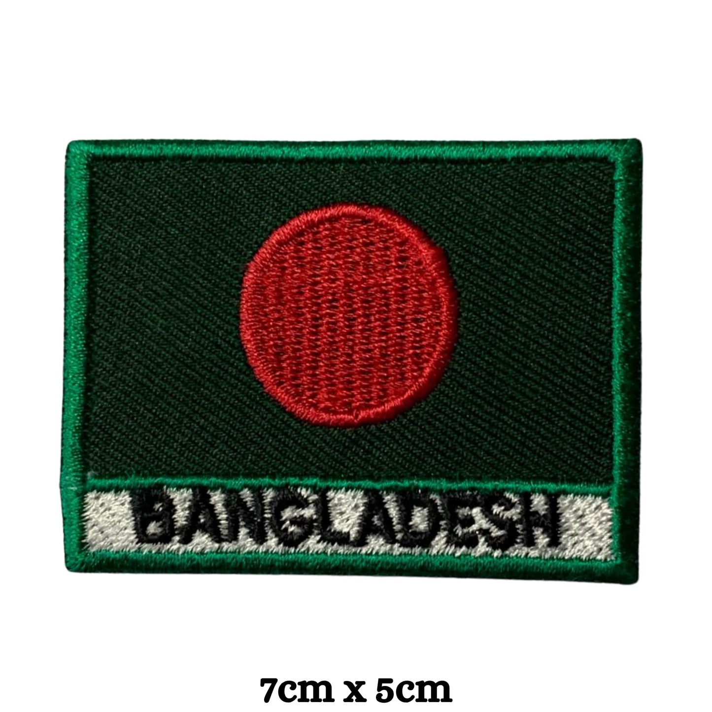 Bangladesh Flag Embroidered Patches, Iron-On/Sew-On Applique, Shield, Round, Heart and Rectangle Flag Badges for Jackets, Bags, Uniforms, Various Sizes