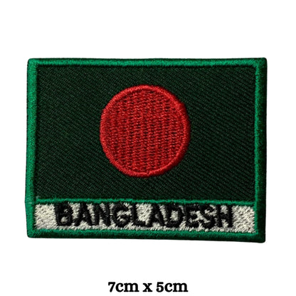 Bangladesh Flag Embroidered Patches, Iron-On/Sew-On Applique, Shield, Round, Heart and Rectangle Flag Badges for Jackets, Bags, Uniforms, Various Sizes