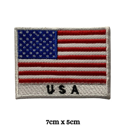 USA Flag Embroidered Patches, Iron-On/Sew-On Applique, Shield, Round, Heart and Rectangle Flag Badges for Jackets, Bags, Uniforms, Various Sizes