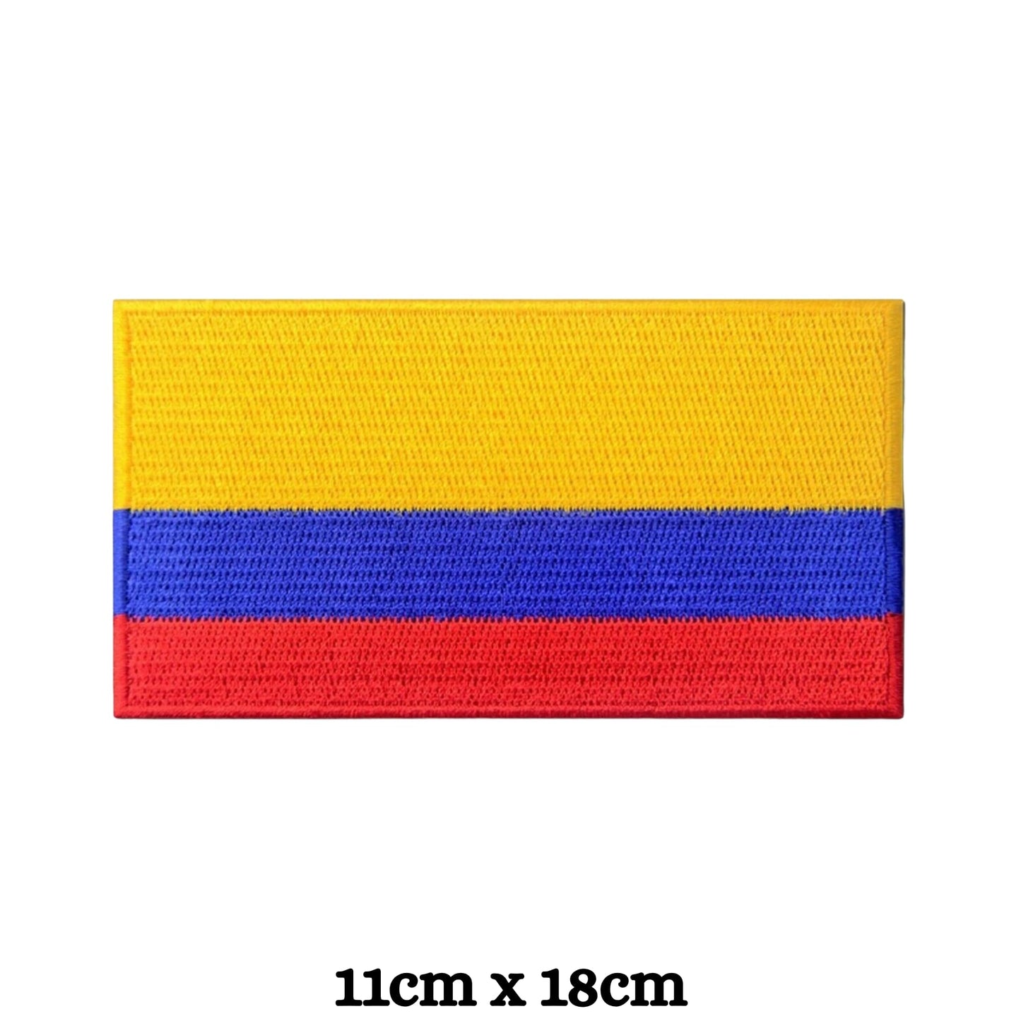 Colombia Flag Embroidered Patches, Iron-On/Sew-On Applique, Shield, Round, Heart and Rectangle Flag Badges for Jackets, Bags, Uniforms, Various Sizes
