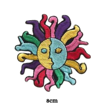 Rainbow Sun Embroidery Iron-On Patches for Clothing Sew-On Applique for DIY Crafts Denim Jackets Jeans Backpacks