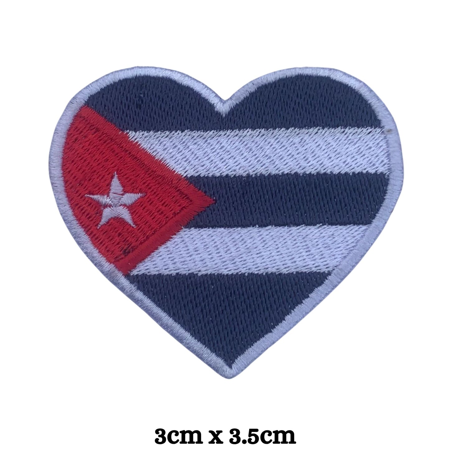 Cuba Flag Embroidered Patch Set, Iron-On or Sew-On Applique Badges, Rectangle Shield Round Heart Shapes, for Jackets, Backpacks, Hats, Uniforms and Various Sizes