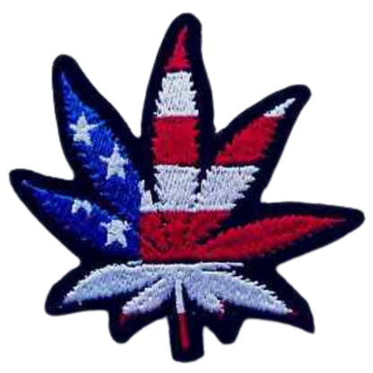 Marijuana Leaf American Flag Embroidery Iron-On Patches for Clothing Sew-On Applique for DIY Crafts Denim Jackets Jeans Backpacks