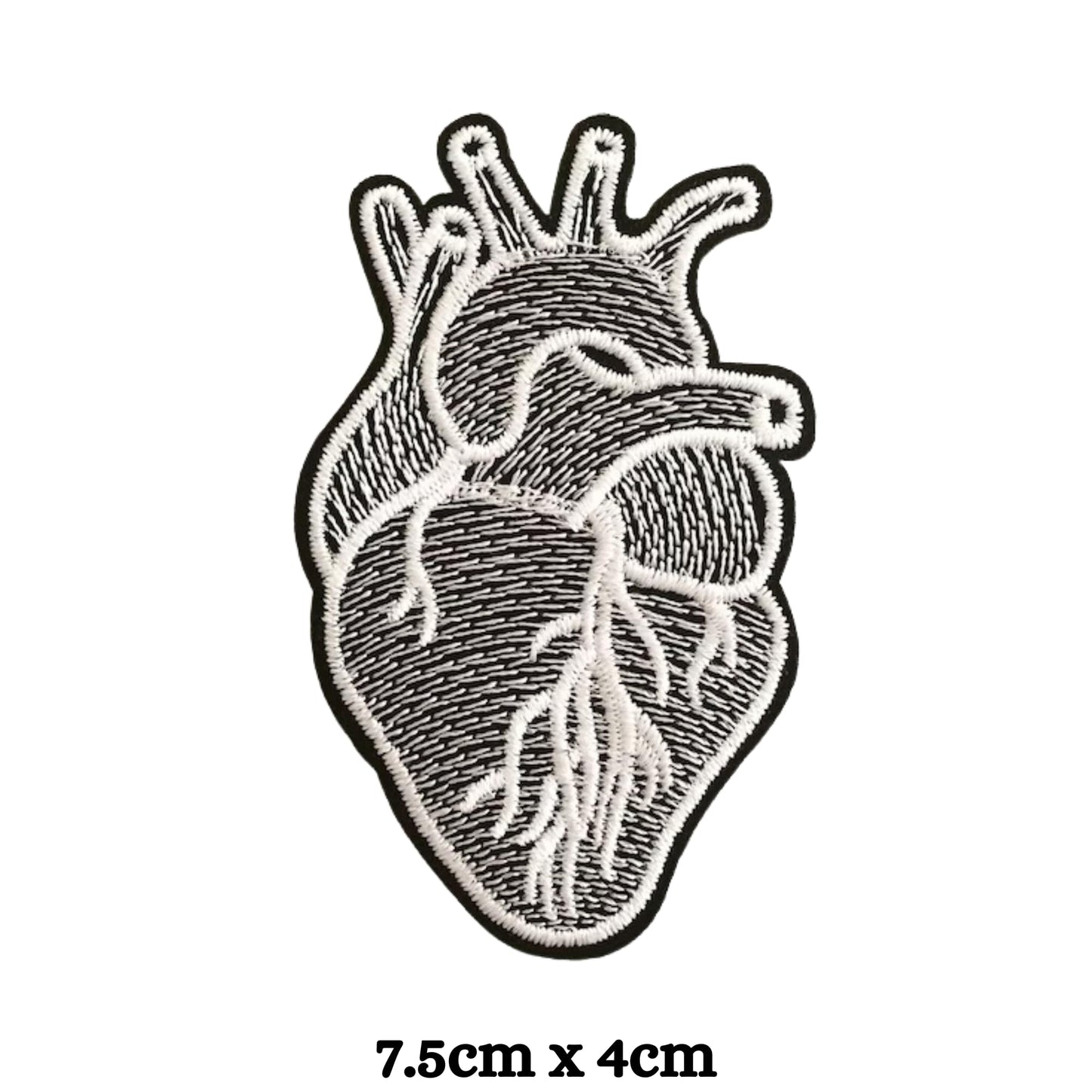 Human Black Heart Embroidery Iron-On Patches for Clothing Sew-On Applique for DIY Crafts Denim Jackets Jeans Backpacks