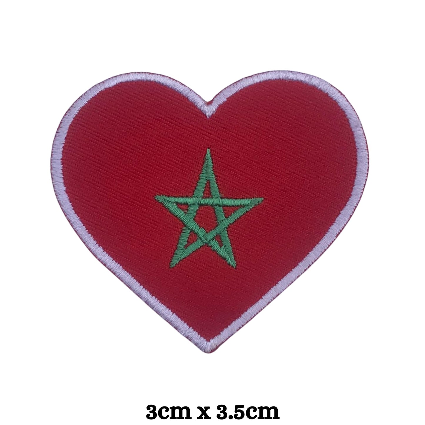 Morocco Flag Embroidered Patches, Iron-On/Sew-On Applique, Shield, Round, Heart and Rectangle Flag Badges for Jackets, Bags, Uniforms, Various Sizes