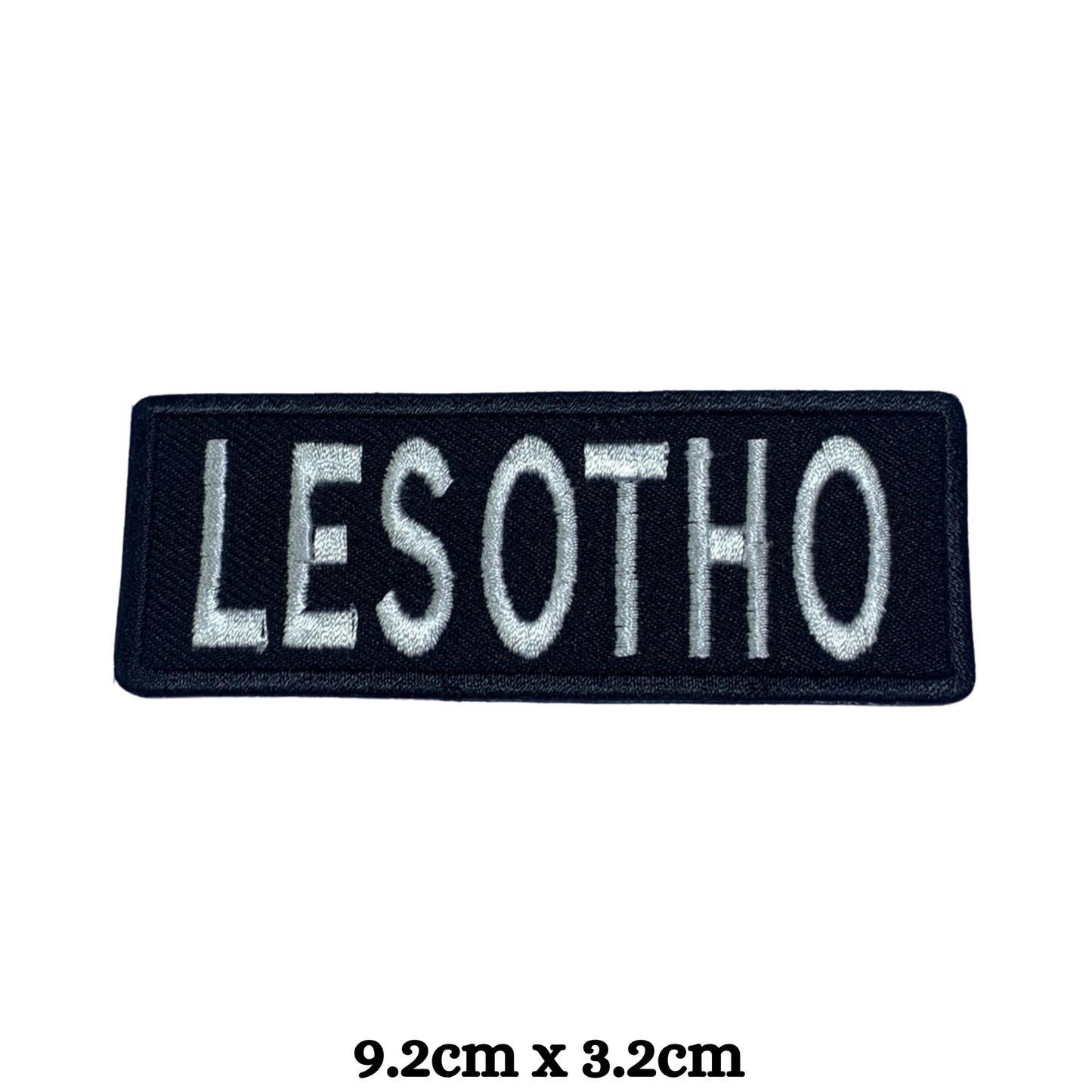 Lesotho Flag Embroidered Patch Set, Iron-On or Sew-On Applique Badges, Rectangle Shield Round Heart Shapes, for Jackets, Backpacks, Hats, Uniforms and Various Sizes