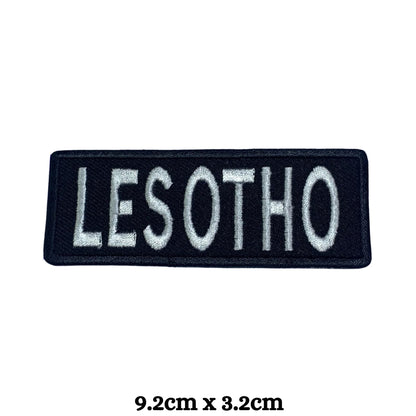 Lesotho Flag Embroidered Patch Set, Iron-On or Sew-On Applique Badges, Rectangle Shield Round Heart Shapes, for Jackets, Backpacks, Hats, Uniforms and Various Sizes