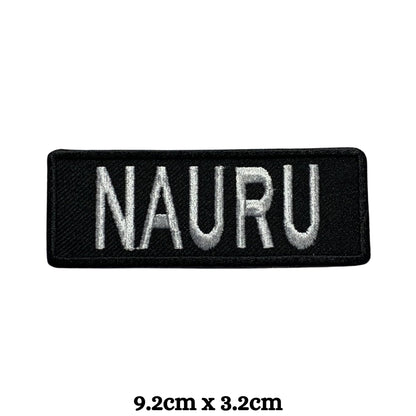Nauru Flag Embroidered Patch Set, Iron-On or Sew-On Applique Badges, Rectangle Shield Round Heart Shapes, for Jackets, Backpacks, Hats, Uniforms and Various Sizes