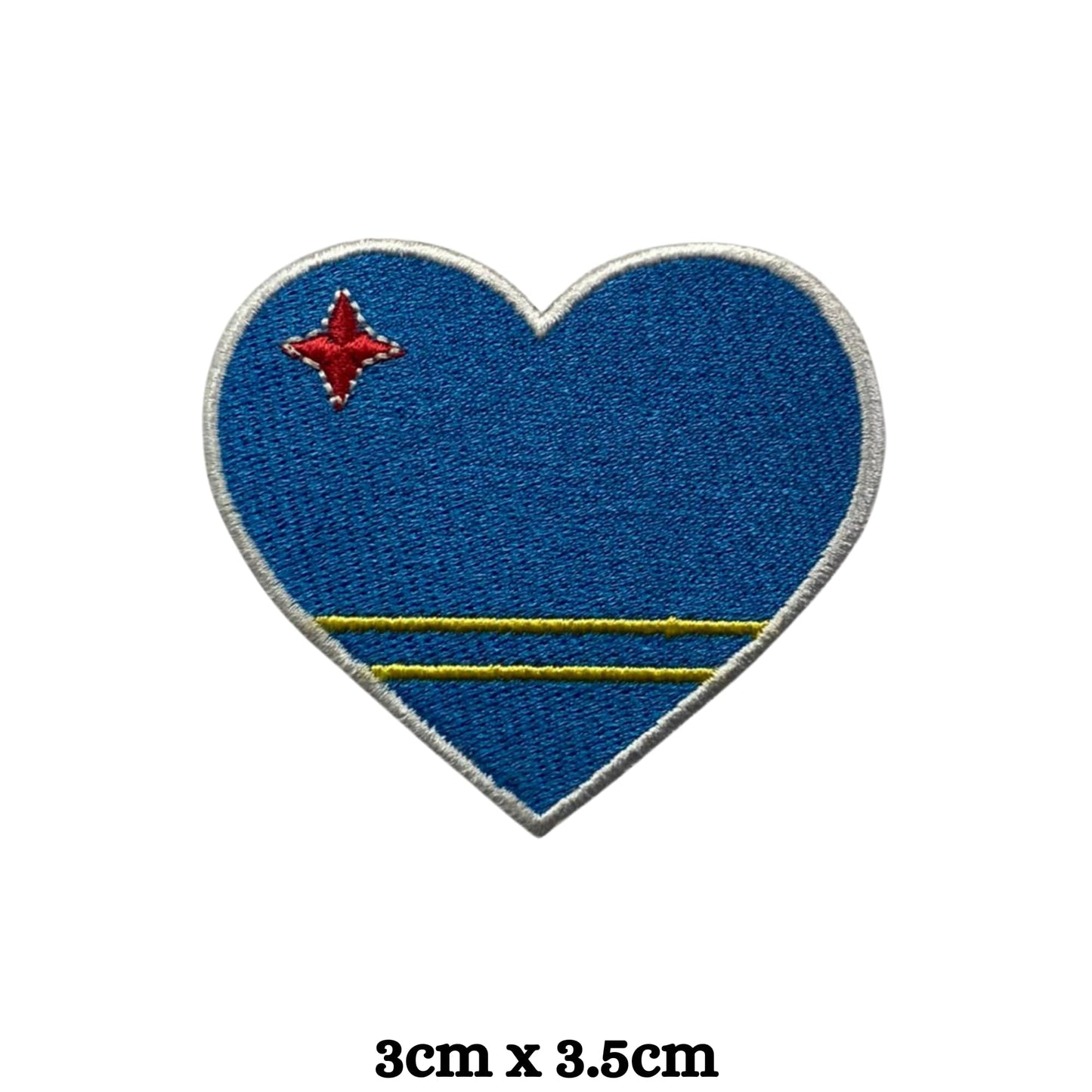 Aruba Flag Embroidered Patch Set, Iron-On or Sew-On Applique Badges, Rectangle Shield Round Heart Shapes, for Jackets, Backpacks, Hats, Uniforms and Various Sizes