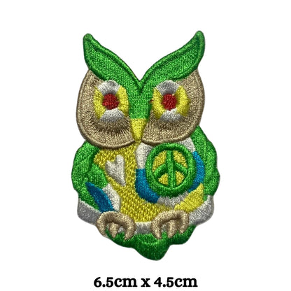 Green Owl Embroidery Iron-On Patches for Clothing Sew-On Applique for DIY Crafts Denim Jackets Jeans Backpacks