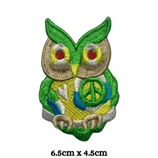 Green Owl Embroidery Iron-On Patches for Clothing Sew-On Applique for DIY Crafts Denim Jackets Jeans Backpacks