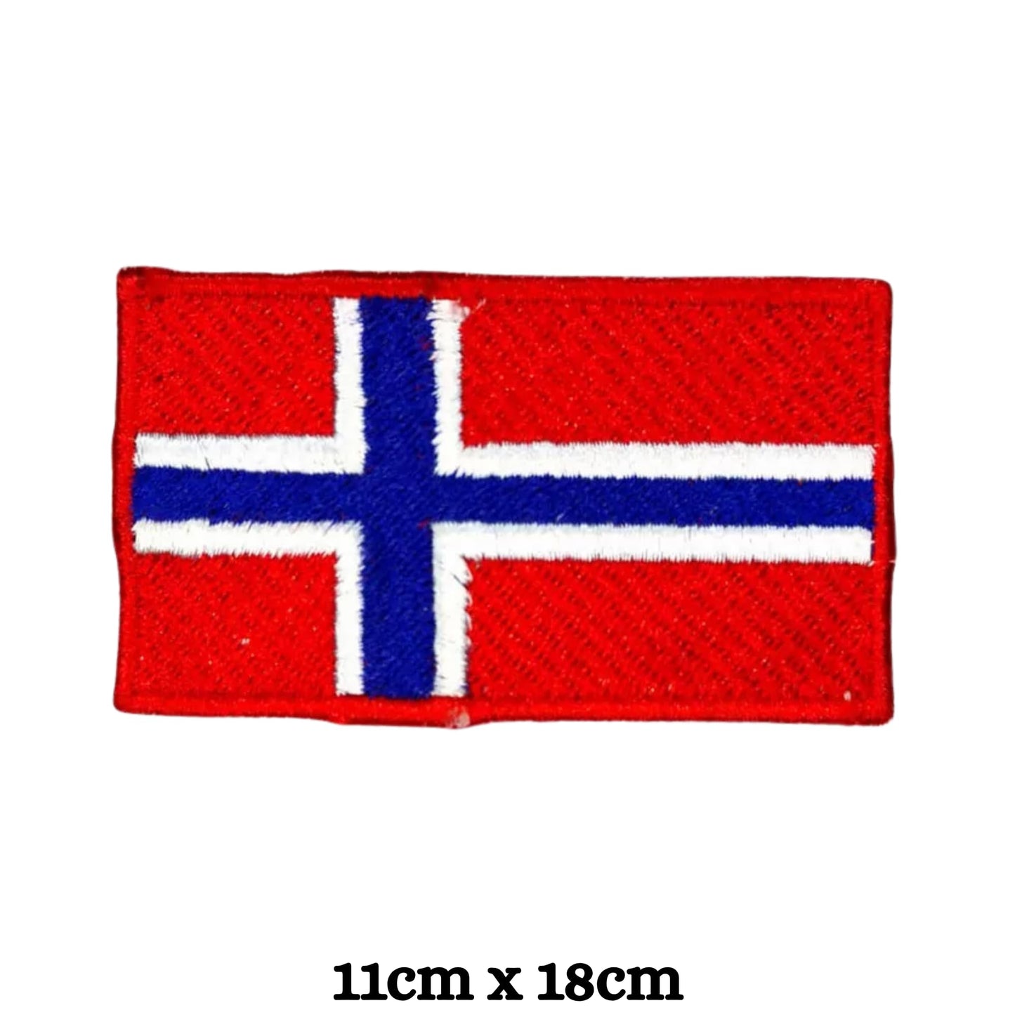 BeBuz Norway Flag Embroidered Patches, Iron-On/Sew-On Applique, Shield, Round, Heart and Rectangle Flag Badges for Jackets, Bags, Uniforms, Various Sizes