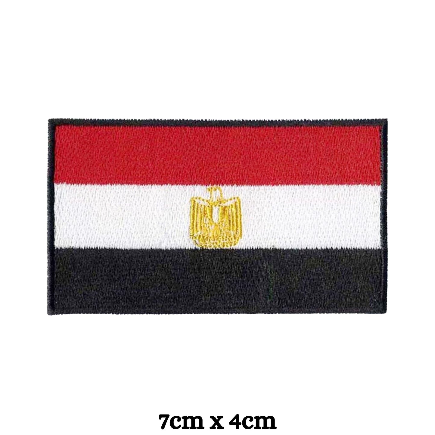 Egypt Flag Embroidered Patches, Iron-On/Sew-On Applique, Shield, Round, Heart and Rectangle Flag Badges for Jackets, Bags, Uniforms, Various Sizes