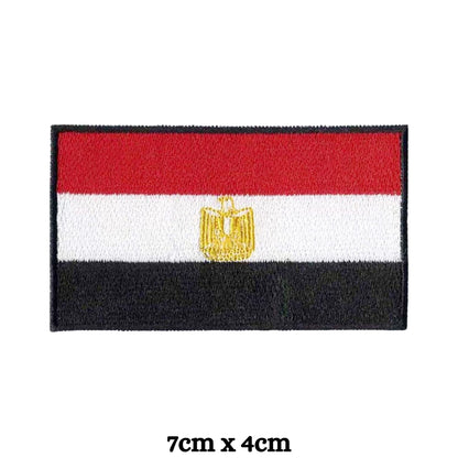 Egypt Flag Embroidered Patches, Iron-On/Sew-On Applique, Shield, Round, Heart and Rectangle Flag Badges for Jackets, Bags, Uniforms, Various Sizes