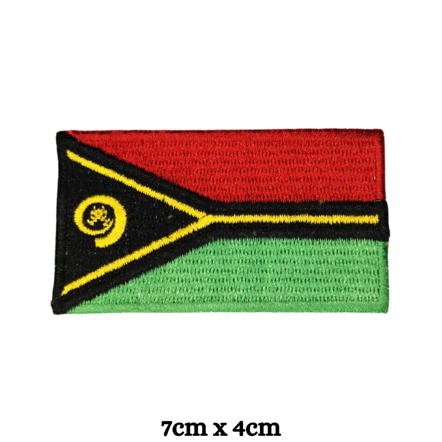 Vanuatu Flag Embroidered Patch Set, Iron-On or Sew-On Applique Badges, Rectangle Shield Round Heart Shapes, for Jackets, Backpacks, Hats, Uniforms and Various Sizes