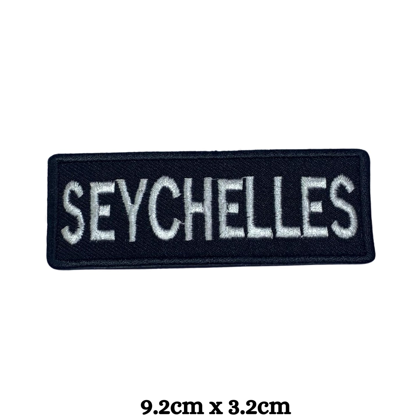 Seychelles Flag Embroidered Patch Set, Iron-On or Sew-On Applique Badges, Rectangle Shield Round Heart Shapes, for Jackets, Backpacks, Hats, Uniforms and Various Sizes