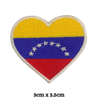Venezuela Flag Embroidered Patch Set, Iron-On or Sew-On Applique Badges, Rectangle Shield Round Heart Shapes, for Jackets, Backpacks, Hats, Uniforms and Various Sizes
