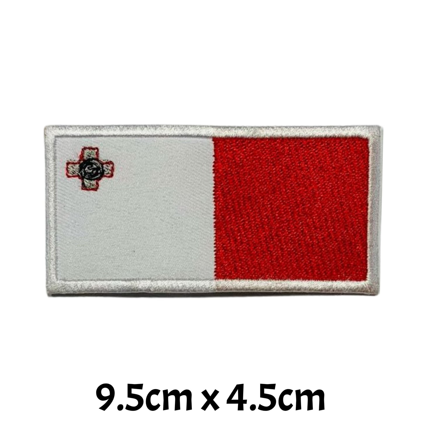 Malta Flag Embroidered Patch Set, Iron-On or Sew-On Applique Badges, Rectangle Shield Round Heart Shapes, for Jackets, Backpacks, Hats, Uniforms and Various Sizes