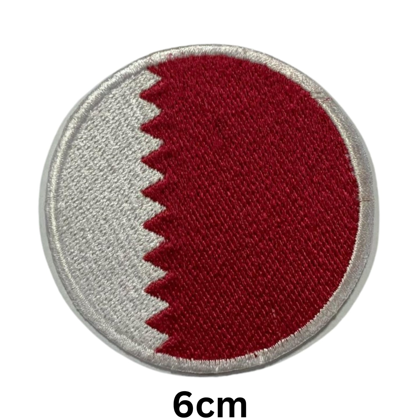 Qatar Flag Embroidered Patches, Iron-On/Sew-On Applique, Shield, Round, Heart and Rectangle Flag Badges for Jackets, Bags, Uniforms, Various Sizes