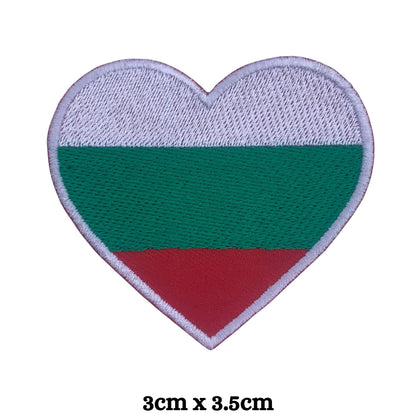 Bulgaria Flag Embroidered Patch Set, Iron-On or Sew-On Applique Badges, Rectangle Shield Round Heart Shapes, National Flag Emblem for Jackets, Backpacks, Hats, Uniforms and Various Sizes