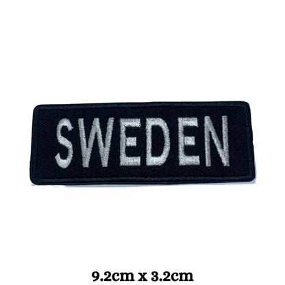 BeBuz Sweden Flag Embroidered Patches, Iron-On/Sew-On Applique, Shield, Round, Heart and Rectangle Flag Badges for Jackets, Bags, Uniforms, Various Sizes