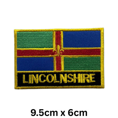 UK County Flag Patch 9.5cm x 6cm Embroidered Iron On/Sew On Badge Durable Fabric Applique for Jackets, Backpacks, Hats, and Clothing