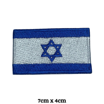 Israel Flag Embroidered Patch Set, Iron-On or Sew-On Applique Badges, Rectangle Shield Round Heart Shapes, for Jackets, Backpacks, Hats, Uniforms and Various Sizes