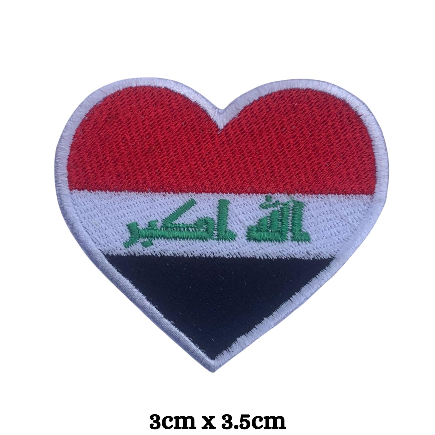 Iraq Flag Embroidered Patch Set, Iron-On or Sew-On Applique Badges, Rectangle Shield Round Heart Shapes, for Jackets, Backpacks, Hats, Uniforms and Various Sizes