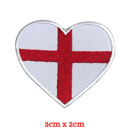 England Flag Embroidered Patches, Iron-On/Sew-On Applique, Shield, Round, Heart and Rectangle UK Flag Badges for Jackets, Bags, Uniforms, Various Sizes
