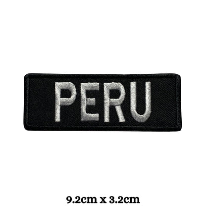 Peru Flag Embroidered Patch Set, Iron-On or Sew-On Applique Badges, Rectangle Shield Round Heart Shapes, for Jackets, Backpacks, Hats, Uniforms and Various Sizes