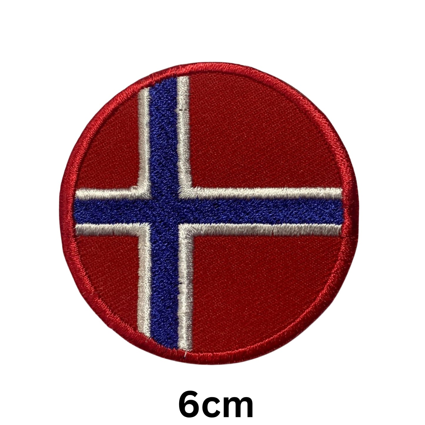 BeBuz Norway Flag Embroidered Patches, Iron-On/Sew-On Applique, Shield, Round, Heart and Rectangle Flag Badges for Jackets, Bags, Uniforms, Various Sizes