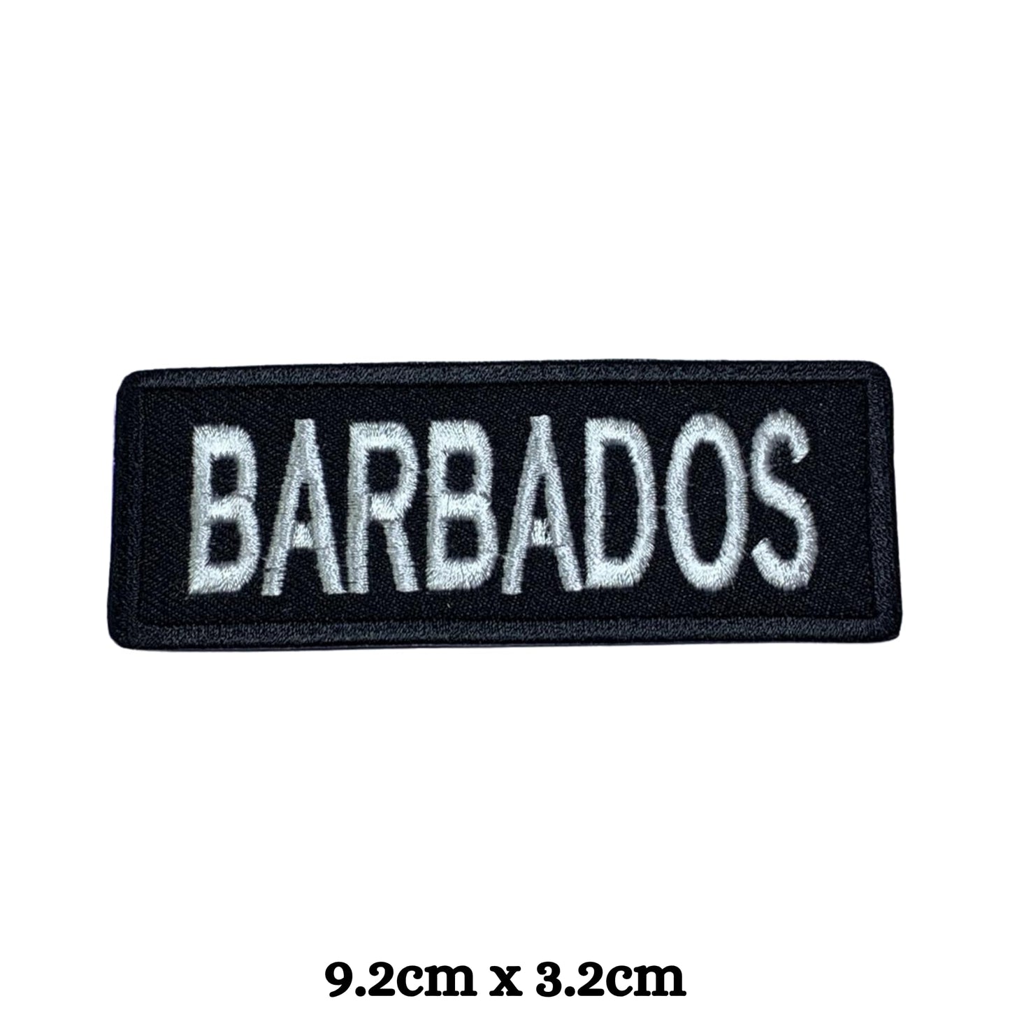 Barbados Flag Embroidered Patches, Iron-On/Sew-On Applique, Shield, Round, Heart and Rectangle Flag Badges for Jackets, Bags, Uniforms, Various Sizes