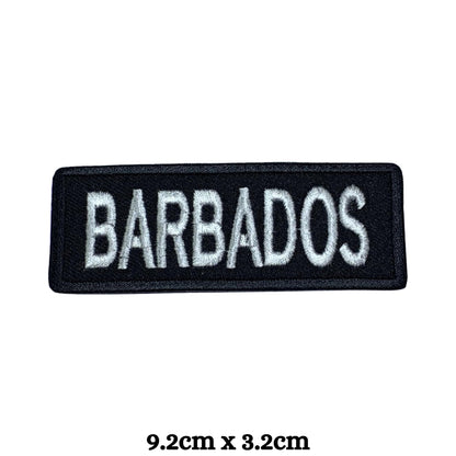 Barbados Flag Embroidered Patches, Iron-On/Sew-On Applique, Shield, Round, Heart and Rectangle Flag Badges for Jackets, Bags, Uniforms, Various Sizes