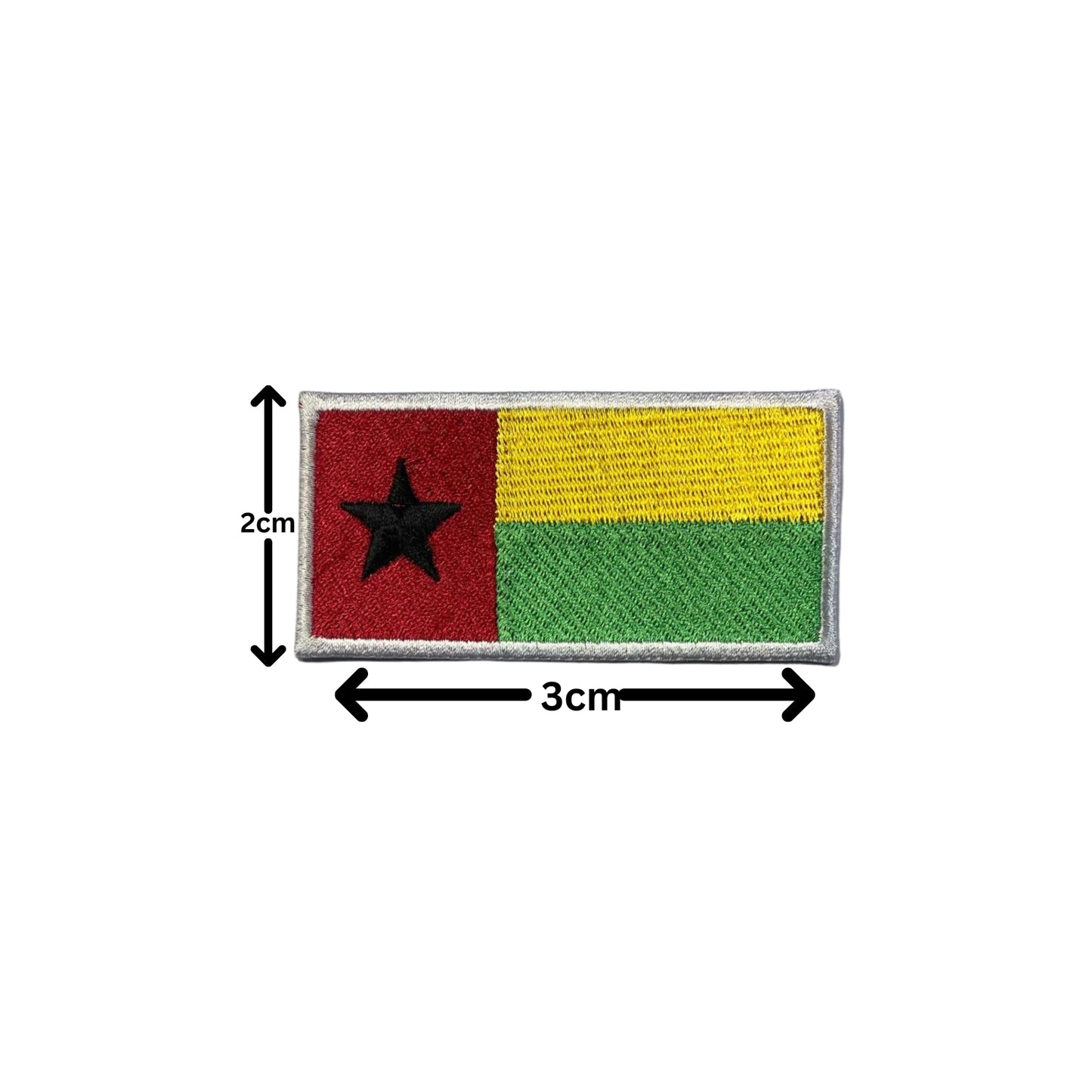 Guinea-Bissau Flag Embroidered Patch Set, Iron-On or Sew-On Applique Badges, Rectangle Shield Round Heart Shapes, for Jackets, Backpacks, Hats, Uniforms and Various Sizes