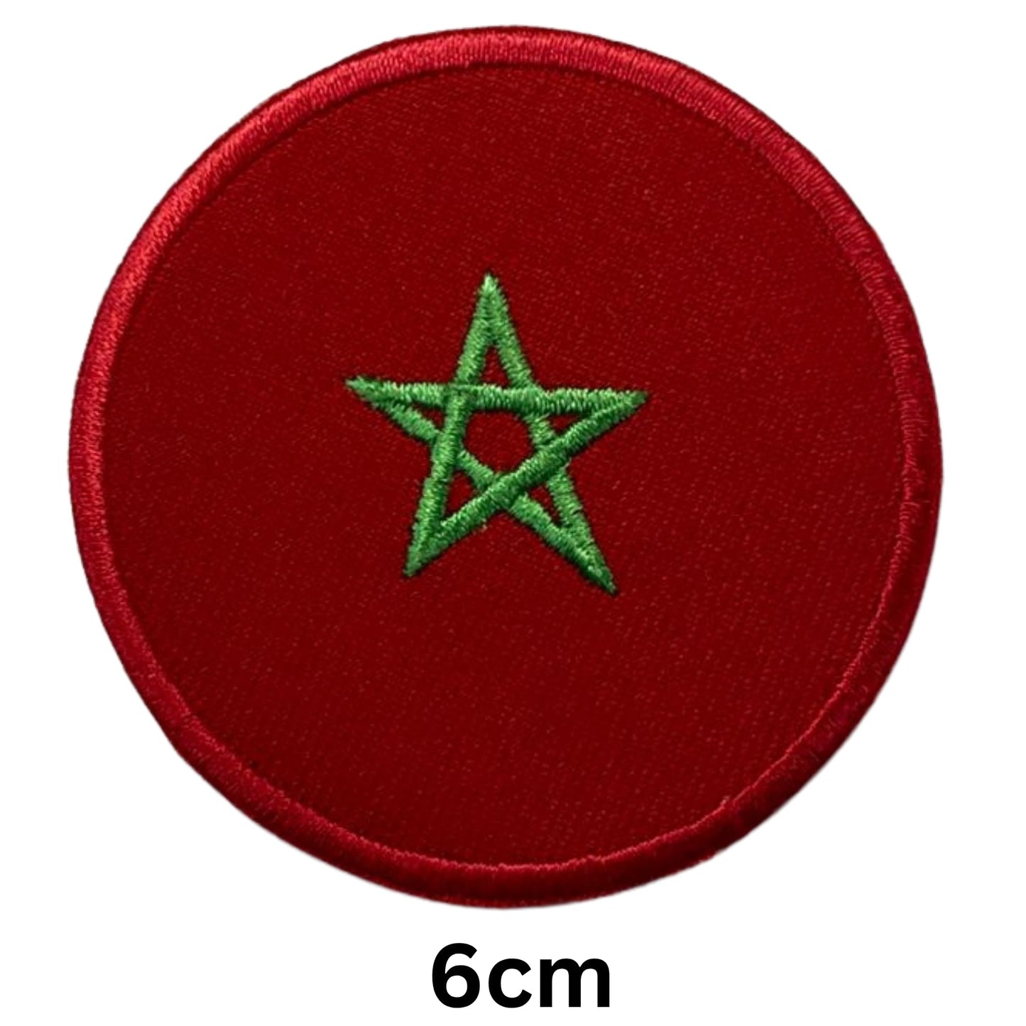 Morocco Flag Embroidered Patches, Iron-On/Sew-On Applique, Shield, Round, Heart and Rectangle Flag Badges for Jackets, Bags, Uniforms, Various Sizes