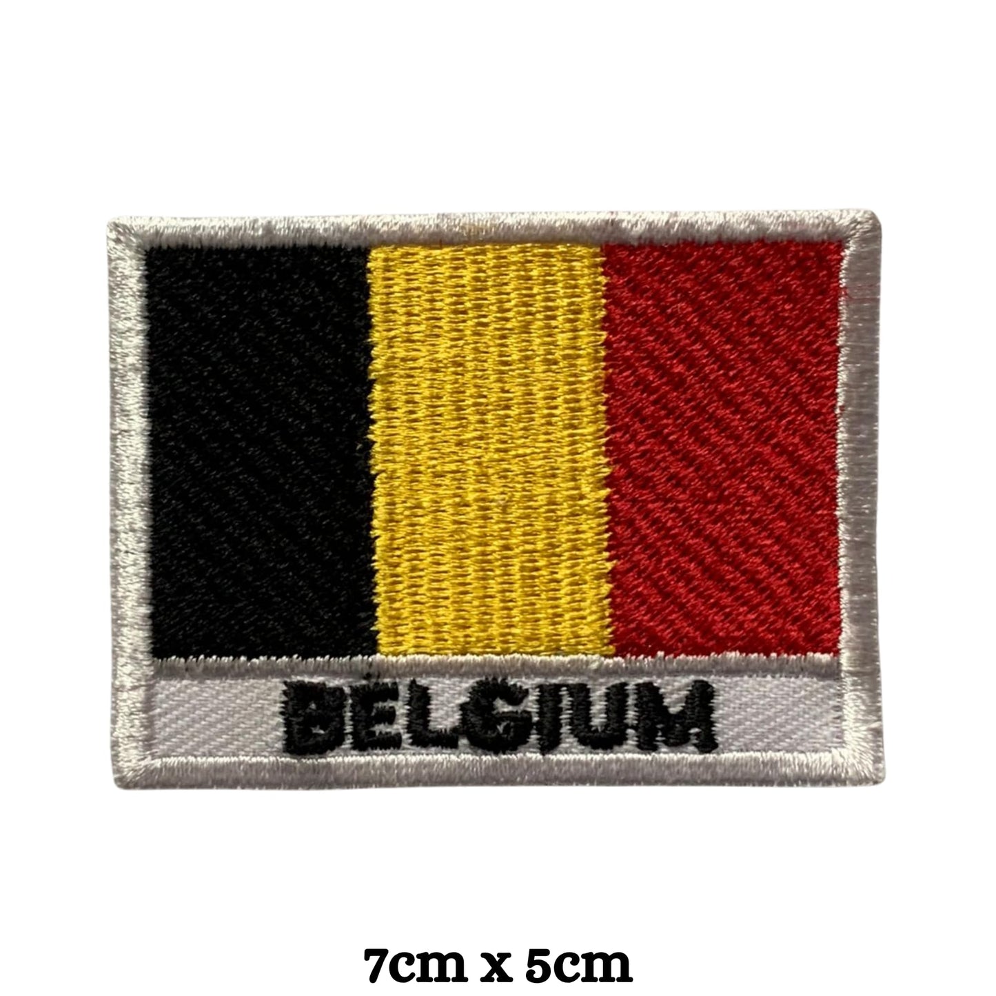 Belgium Flag Embroidered Patches, Iron-On/Sew-On Applique, Shield, Round, Heart and Rectangle Flag Badges for Jackets, Bags, Uniforms, Various Sizes