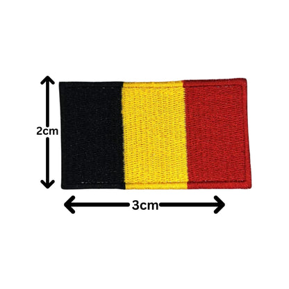 Belgium Flag Embroidered Patches, Iron-On/Sew-On Applique, Shield, Round, Heart and Rectangle Flag Badges for Jackets, Bags, Uniforms, Various Sizes