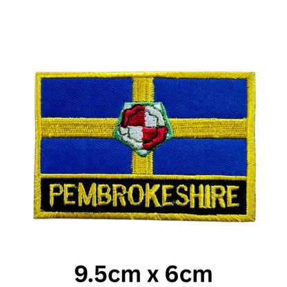 UK County Flag Patch 9.5cm x 6cm Embroidered Iron On/Sew On Badge Durable Fabric Applique for Jackets, Backpacks, Hats, and Clothing
