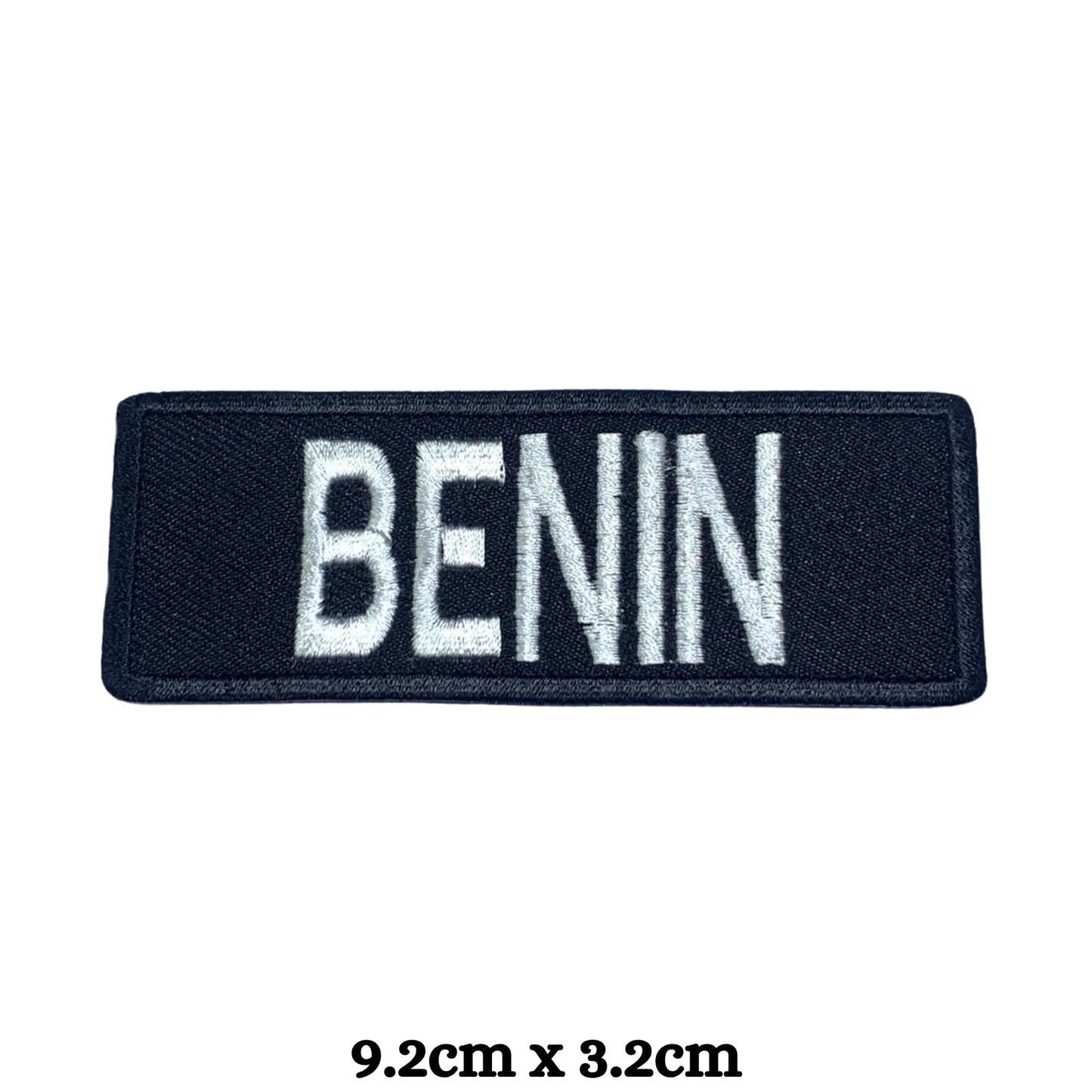 BeBuz Benin Flag Embroidered Patches, Iron-On/Sew-On Applique, Shield, Round, Heart and Rectangle Flag Badges for Jackets, Bags, Uniforms, Various Sizes
