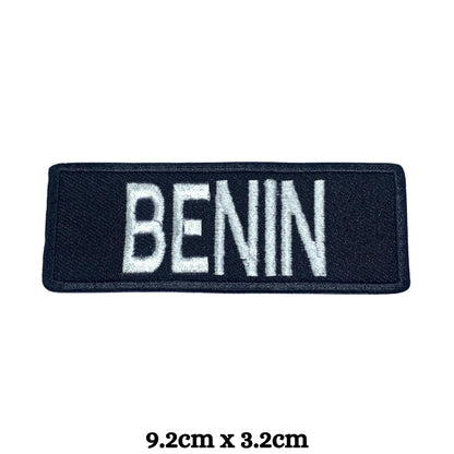 BeBuz Benin Flag Embroidered Patches, Iron-On/Sew-On Applique, Shield, Round, Heart and Rectangle Flag Badges for Jackets, Bags, Uniforms, Various Sizes