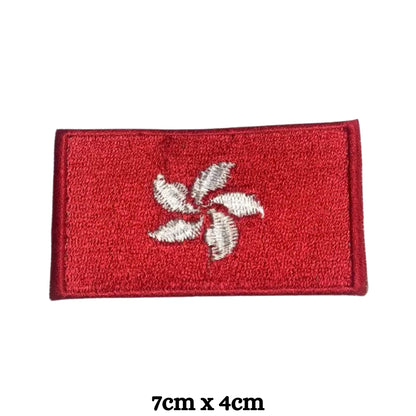 Hong Kong Flag Embroidered Patch Set, Iron-On or Sew-On Applique Badges, Rectangle Shield Round Heart Shapes, for Jackets, Backpacks, Hats, Uniforms and Various Sizes